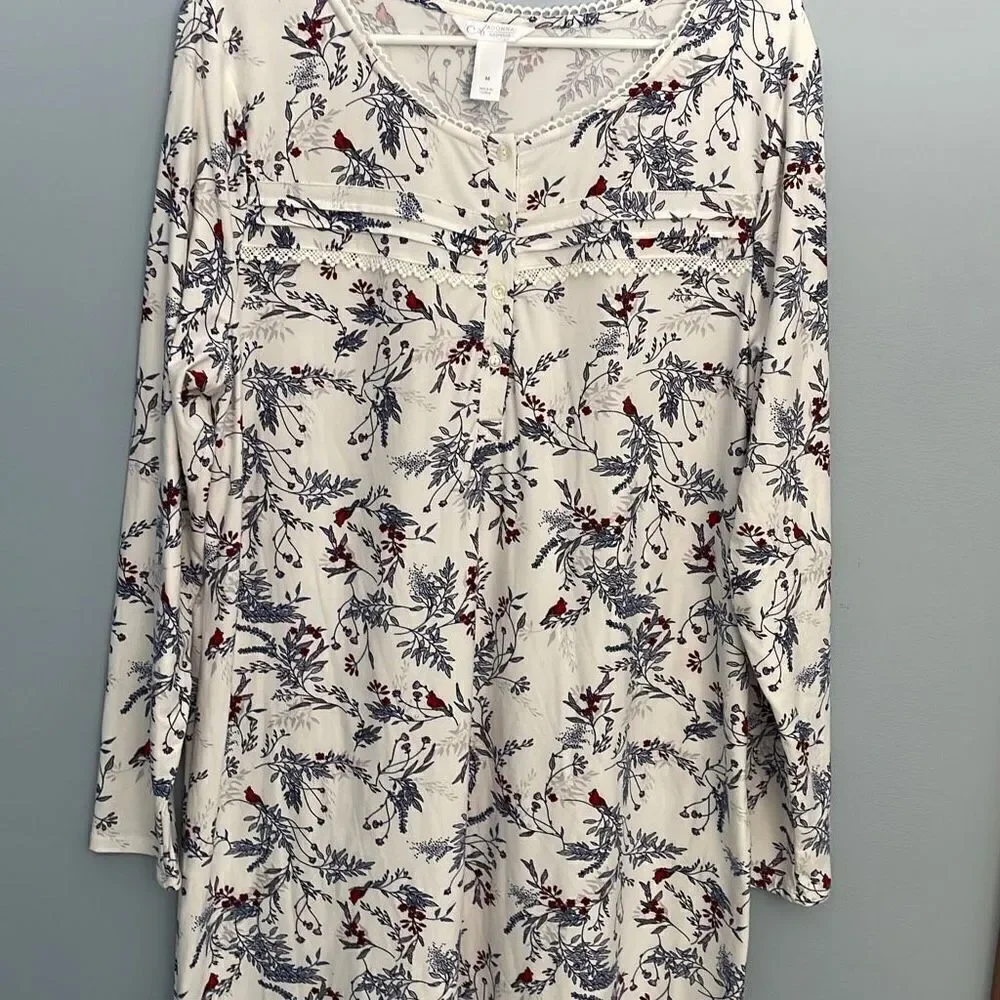 Adonna Intimates Cardinal Nightgown Medium Polyester Ruffles